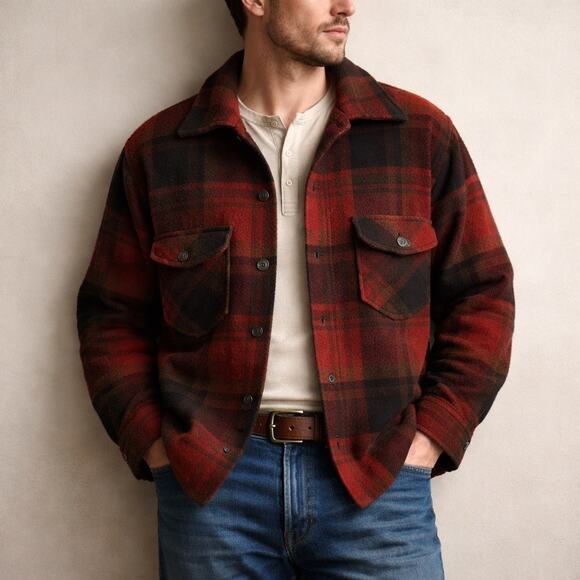 Faribault Woolen Mill Company Other - Vintage 1950s Faribault Woolen Mills Faribo Woolens Wool Plaid Shirt Jacket